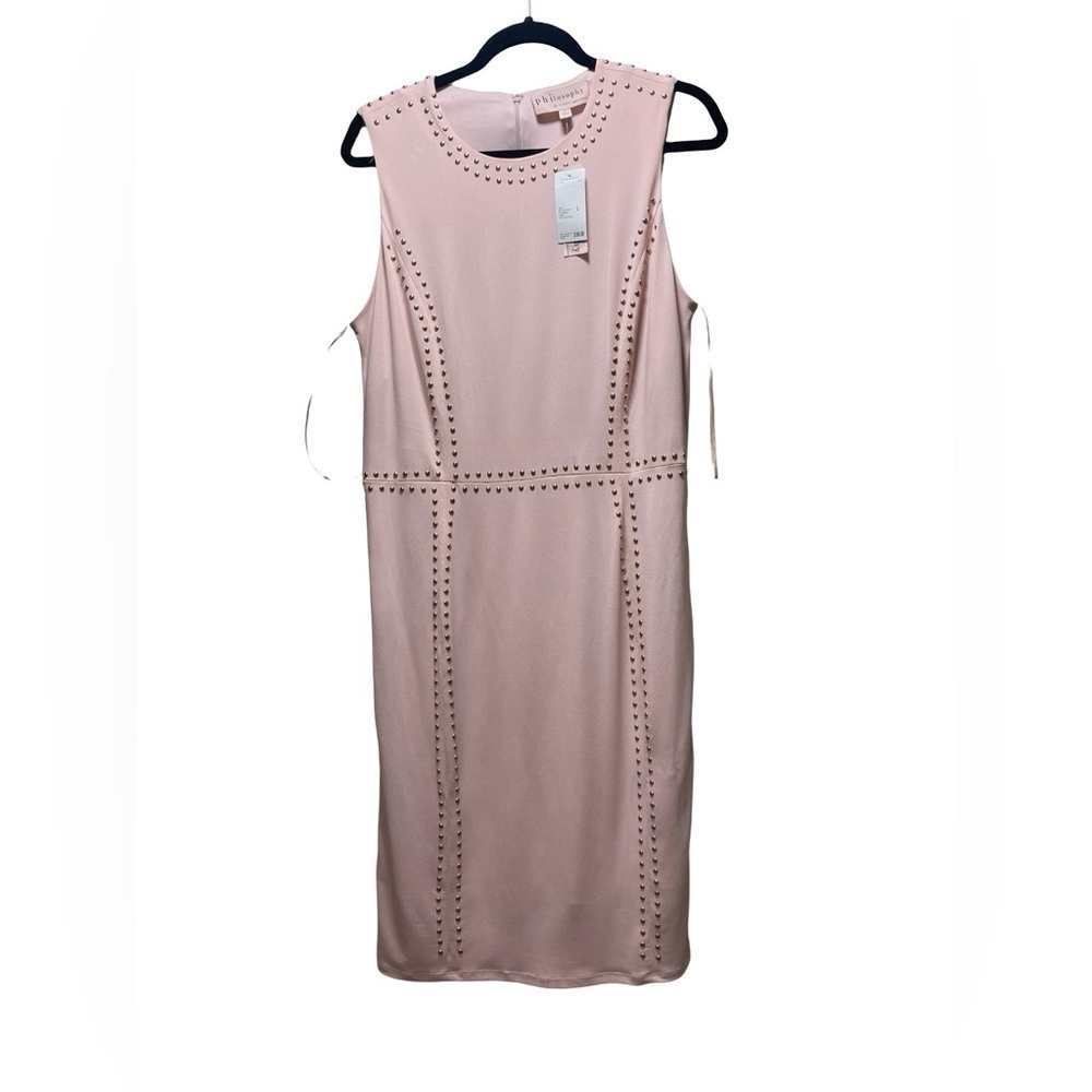 NWT Philosophy Blush Pink Midi Dress with Gold Embellished Detail Size Large